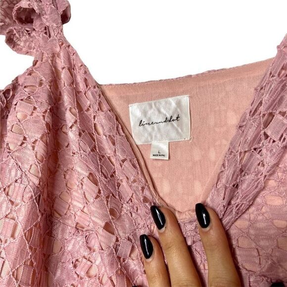 Line & Dot Valentina Mauve Pink Revolve A-Line Hi-Low Sleeveless Dress Size L - Picture 6 of 6